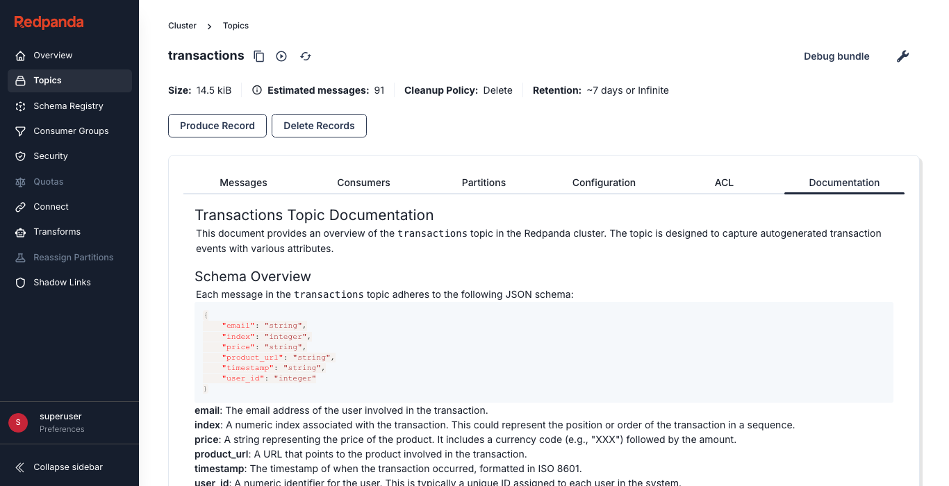 topic documentation